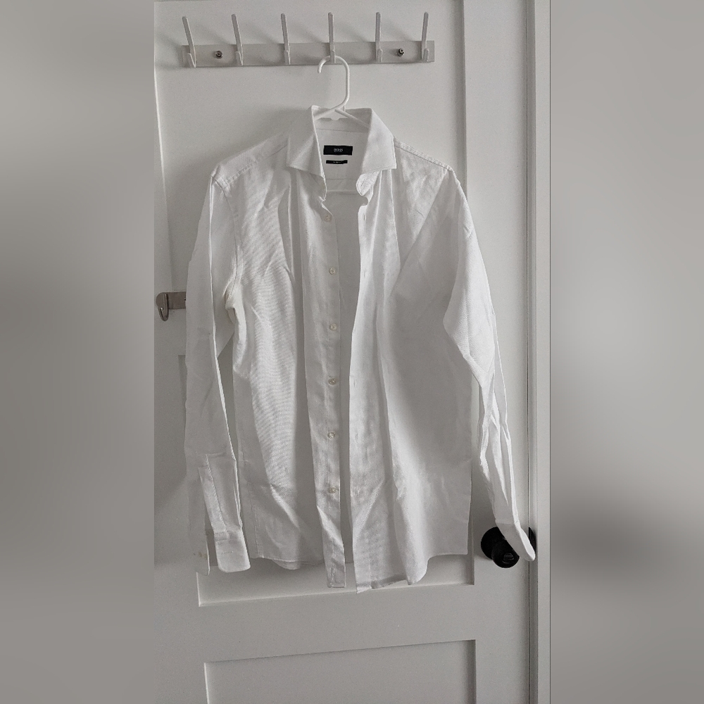 Boss, Hugo Boss, textured white button down shirt, 15.5